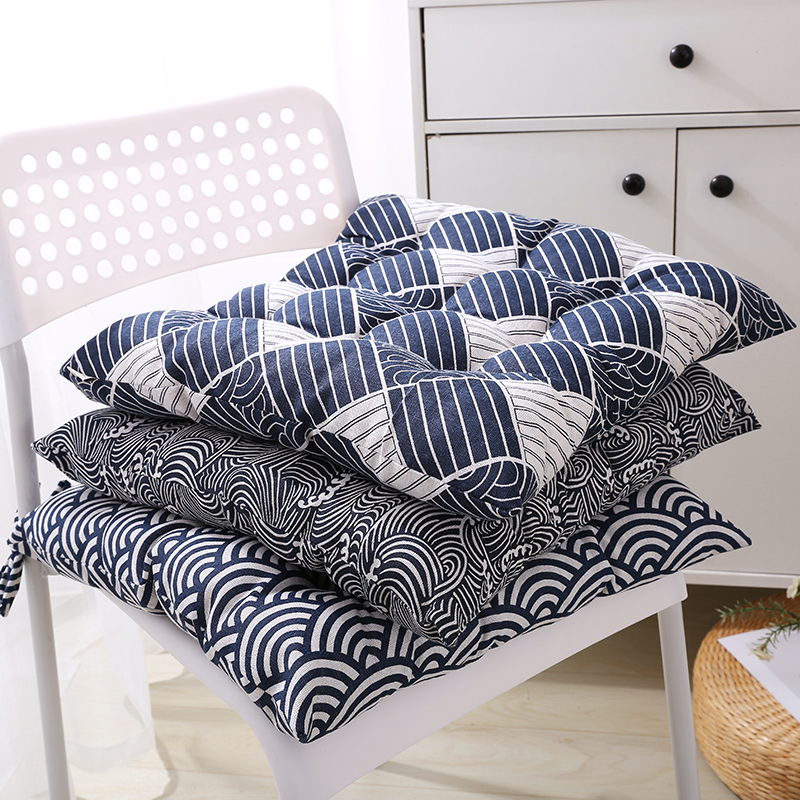 日式和风棉麻加厚款坐垫餐桌椅垫子汽车办公室学生凳子座冬季屁垫