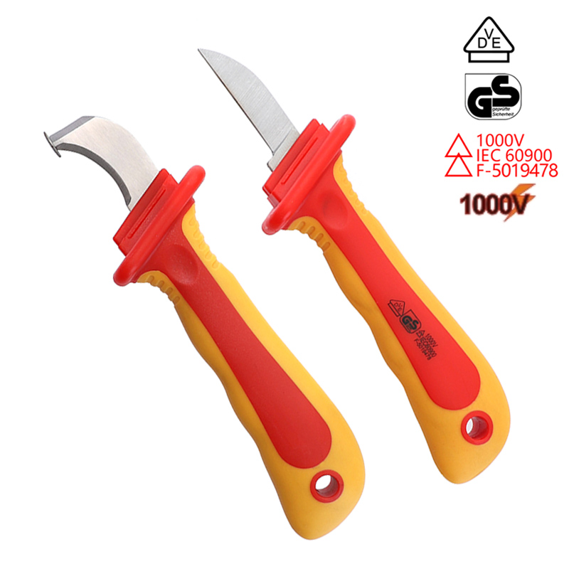 电工绝缘电工刀1000V直刃弯刃电缆剥皮刀电线剥线刀防护手柄