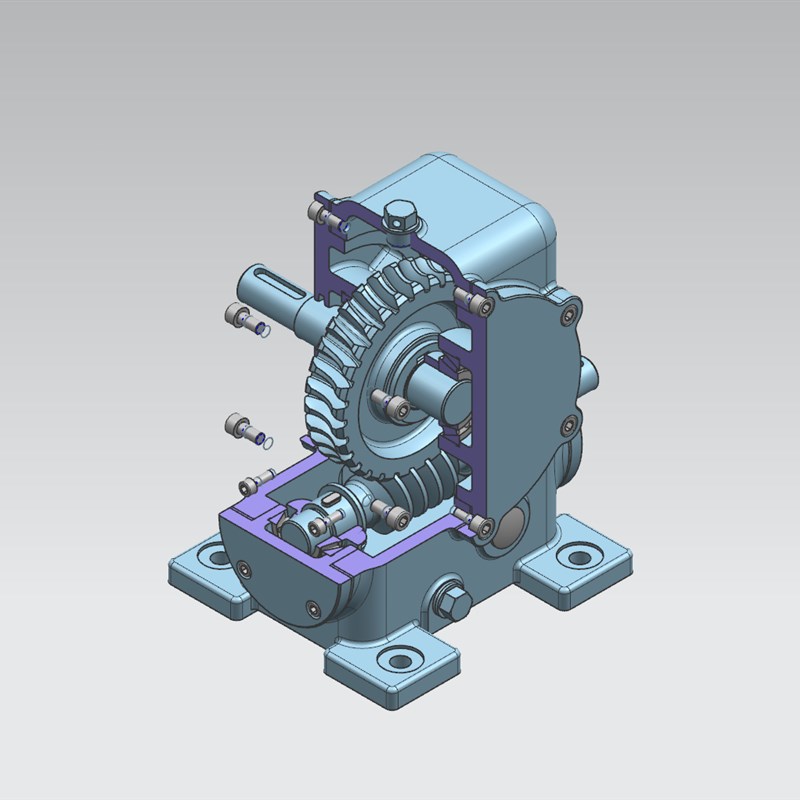 蜗轮蜗杆减速机UG 1872设计3D图纸档三维模型减速箱减速器【432】