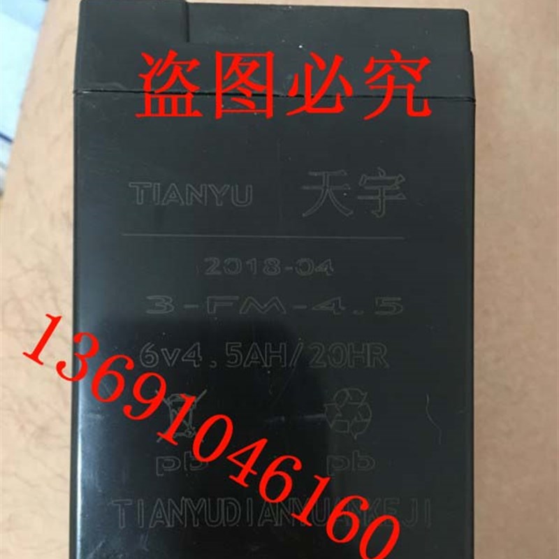 TIANYU天宇电池3-FM-4.5 6V4.5AH/20HR童车 儿童电动玩具车电瓶