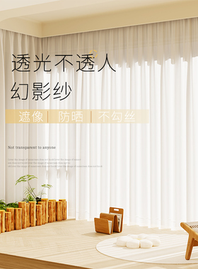 幻影纱窗帘纱帘透光不透人2023新款白色纱客厅飘窗阳台纱帘梦幻帘