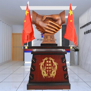 握手摆件合作共赢公司办公室商务乔迁庆典开业礼品落地纯铜工艺品