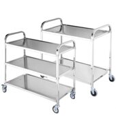 甄选不锈钢商用餐车加厚收碗车餐厅三层收碗车移动上菜车双层无声