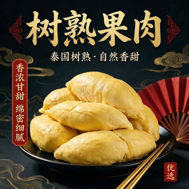 S榴百皇净含量1200g泰国树熟A级金枕榴莲果肉软糯香甜顺丰冷链