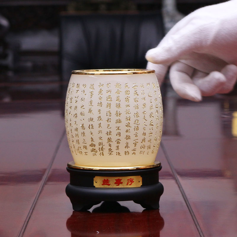可定制琉璃玉笔筒办公室摆件教师节礼物送老师毕业留念公司纪念品