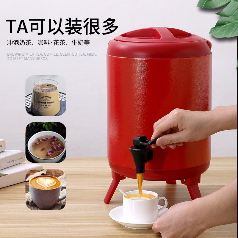 烤漆304不锈钢奶茶保温桶商用豆浆桶大容量810升12L三层保冷热桶