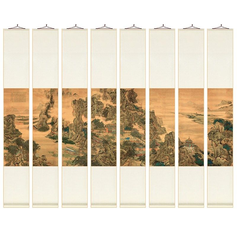 阿房宫明清古画新中式卷轴挂画茶室书房装饰画客厅餐厅背景墙壁画
