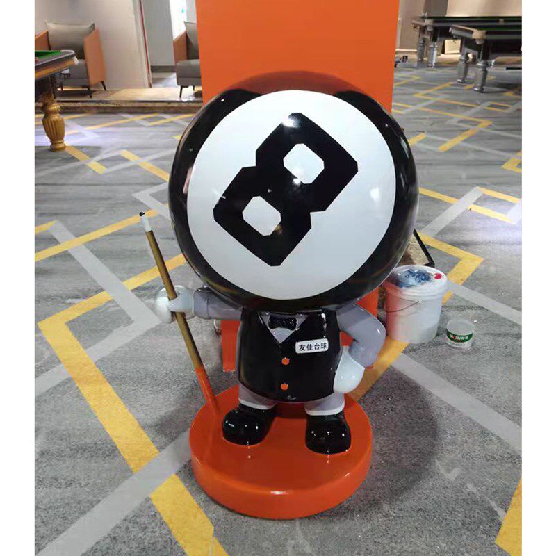 网红台球黑八落地大摆件台球厅俱乐部开业礼物卡通公仔玻璃钢雕塑