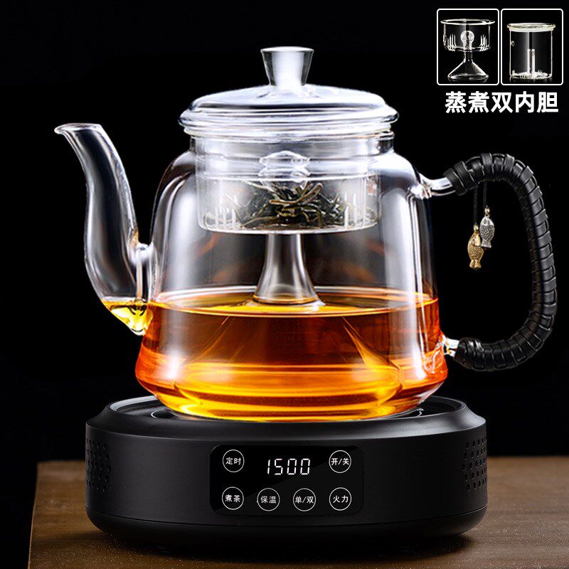 2024新款防爆耐高温蒸汽煮茶器玻璃蒸茶壶养生壶电陶炉煮茶烧水1