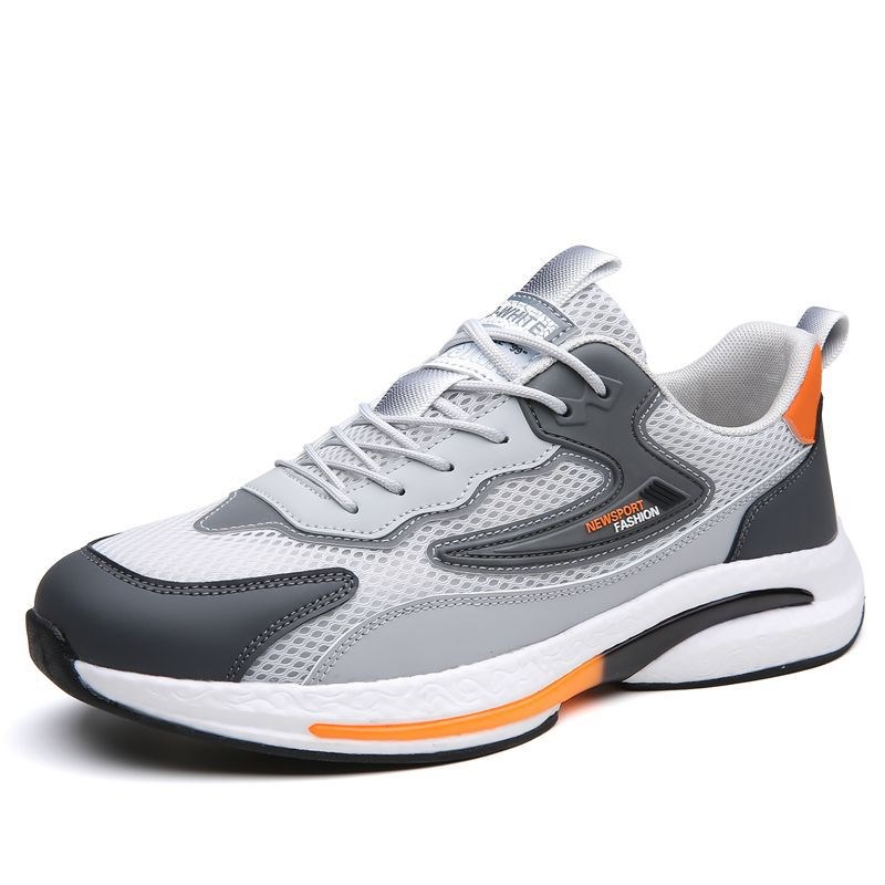 男鞋夏季2025新款厚底时尚透气软底网面防滑轻便学生跑步运动鞋男