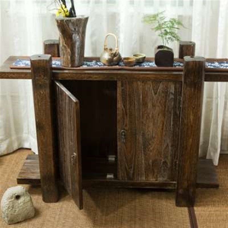 新款新中式实木玄关柜双开门储物柜收纳柜客厅隔断餐边柜茶水柜烧