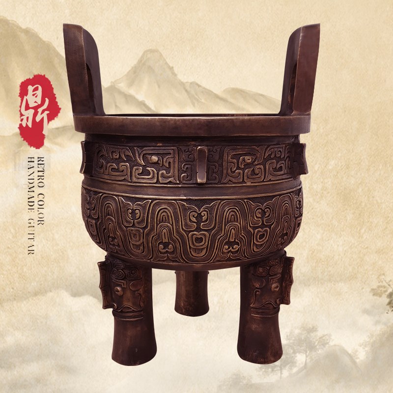 纯铜鼎摆件聚f财鼎三足鼎青铜鼎圆鼎公司开业礼品落地大克鼎全铜
