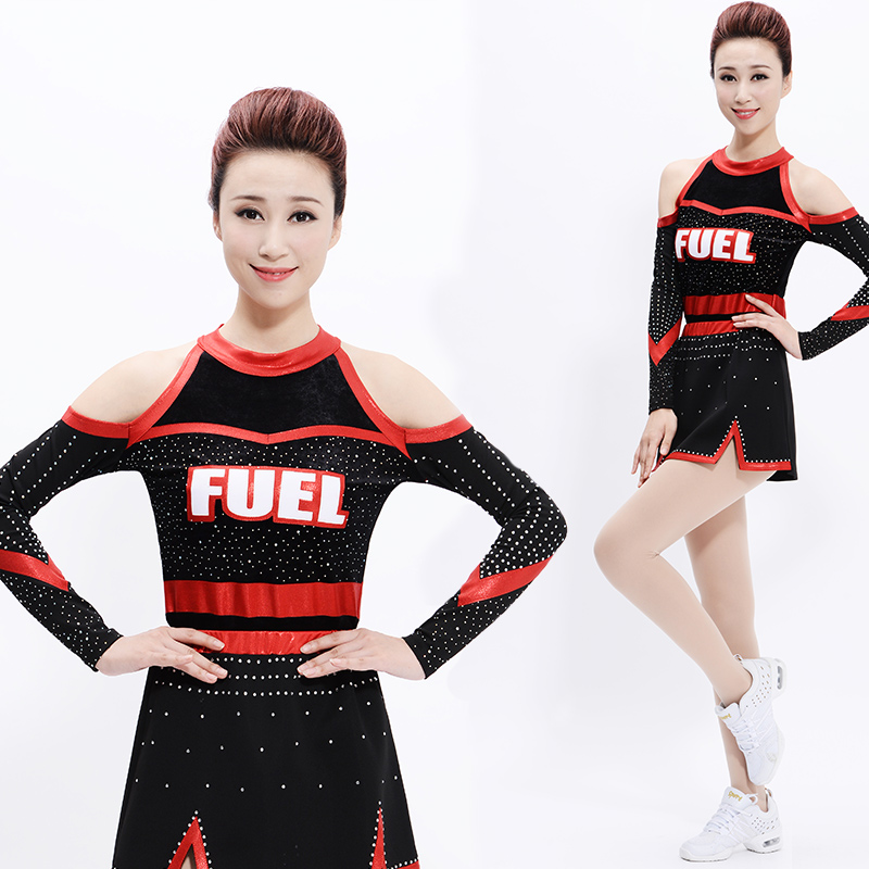 啦啦操服装男女黑色校园运动会竞技比赛服装广播体操健身操服定制