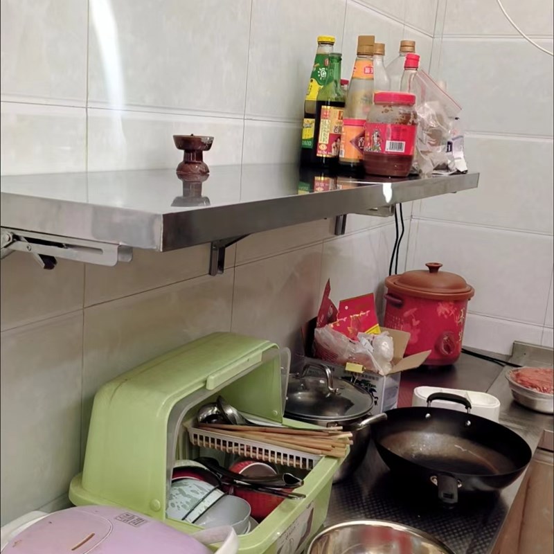 可折叠不锈钢挂墙置物架厨房简易墙上桌面架打孔折叠架子壁挂