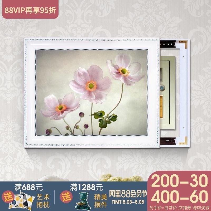 电表箱装饰画花可推拉网线盒配电箱遮挡装挂画客T厅壁画有框开关