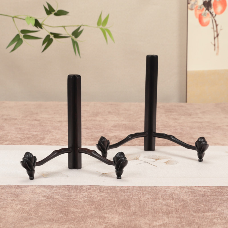 红木盘子托架实木瓷盘q摆盘普洱茶饼展示架子平安扣摆件工艺品架