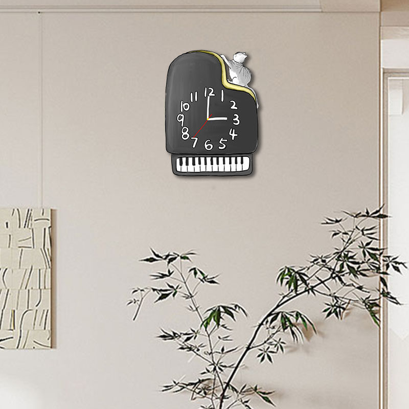 钢琴房钢琴挂钟音乐培训教室挂表装F饰时钟表挂墙钟超静音石英钟