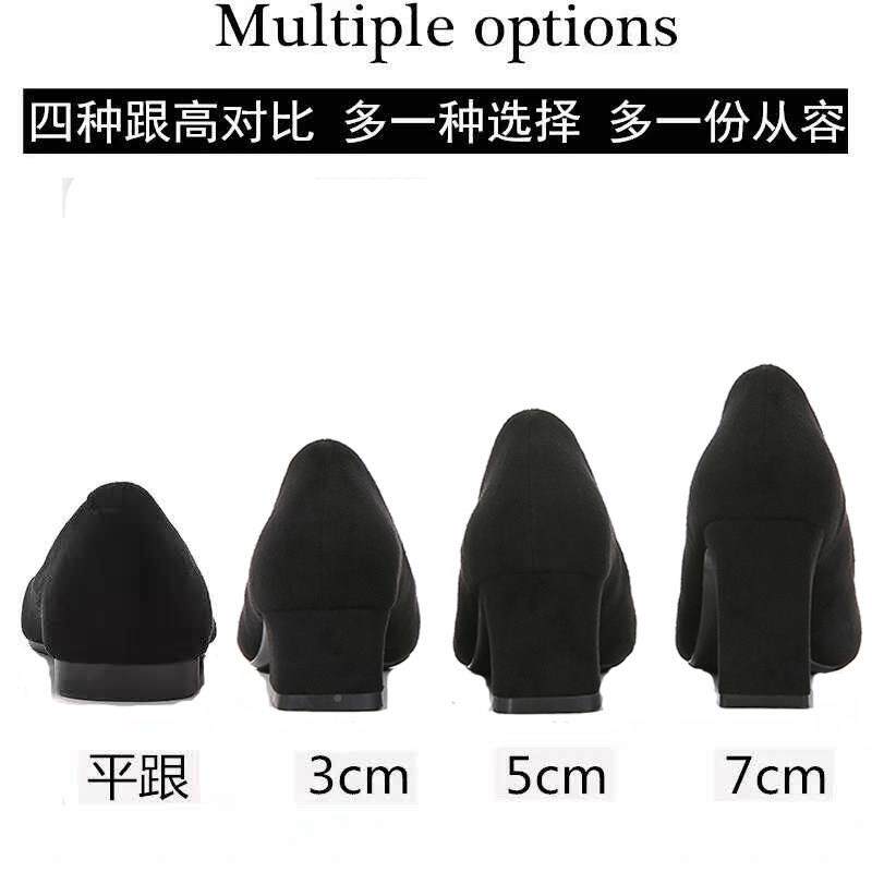 作搭鞋女黑色尖头中跟水钻单鞋夏百高跟鞋女学女生十工八岁YLQ粗