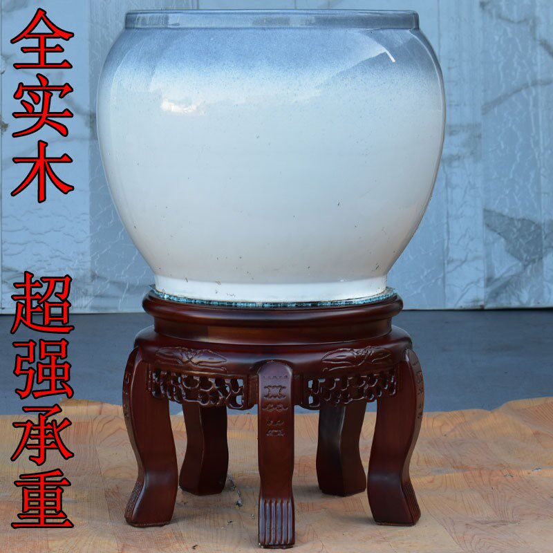 实木花架中式木质花瓶盆景酒坛架圆形鱼缸空调底座水缸架子置物架