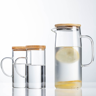 家用耐热的冷水壶透明带把水杯套装柠檬水壶餐厅冷饮壶泡茶水壶