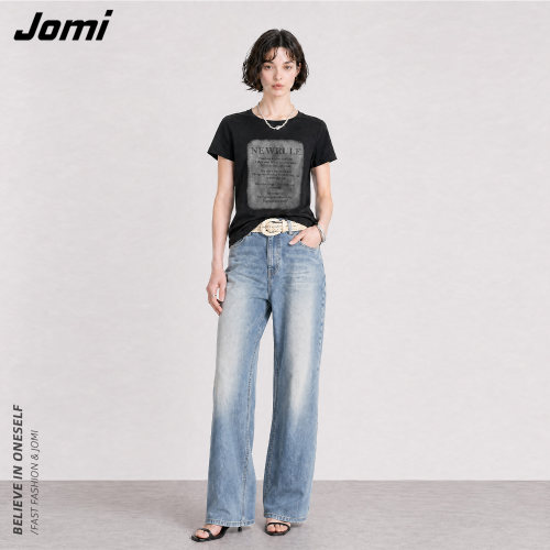 【夏天粉丝专享】JOMI重工烫钻短袖T恤女士夏季新款圆领弹力上衣
