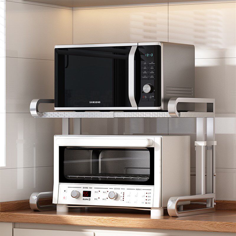 304不锈钢厨房置物架放微波炉架子桌面电饭锅专用支架可调节高度