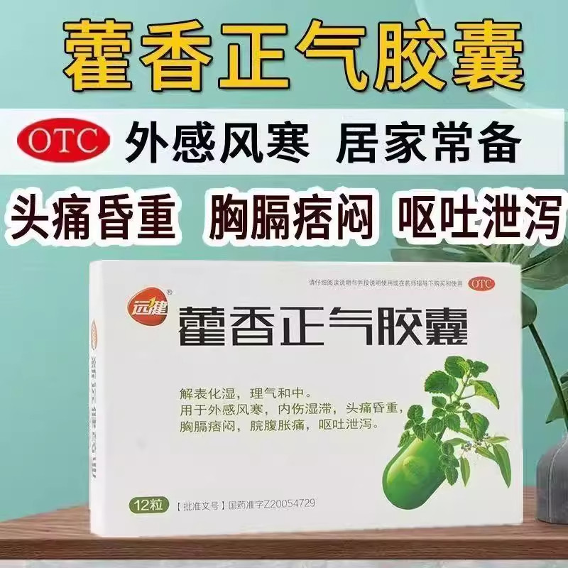 远健藿香正气胶囊外感风寒正品脘腹胀痛呕吐泄泻头痛昏重解表化湿