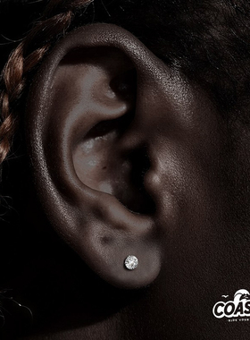CoastZ钻石耳钉男款S999纯银针高级感锆石女养耳洞防过敏免摘睡觉