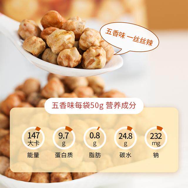 低卡博士鹰嘴豆小钢豆香脆高蛋白健身零食每袋50g共5袋饱腹五香味