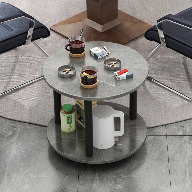 麻将桌茶几茶水架棋牌室专用茶水桌双层圆形麻将桌小边几置物架子