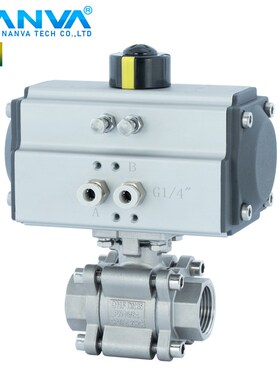 气动中高压球阀2000WOG不锈钢304三片式3PC耐压64公斤Q611F-64P