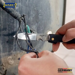 包邮德国HAZET哈蔡特进口电缆剥线刀直刃不锈钢电工刀折叠刀