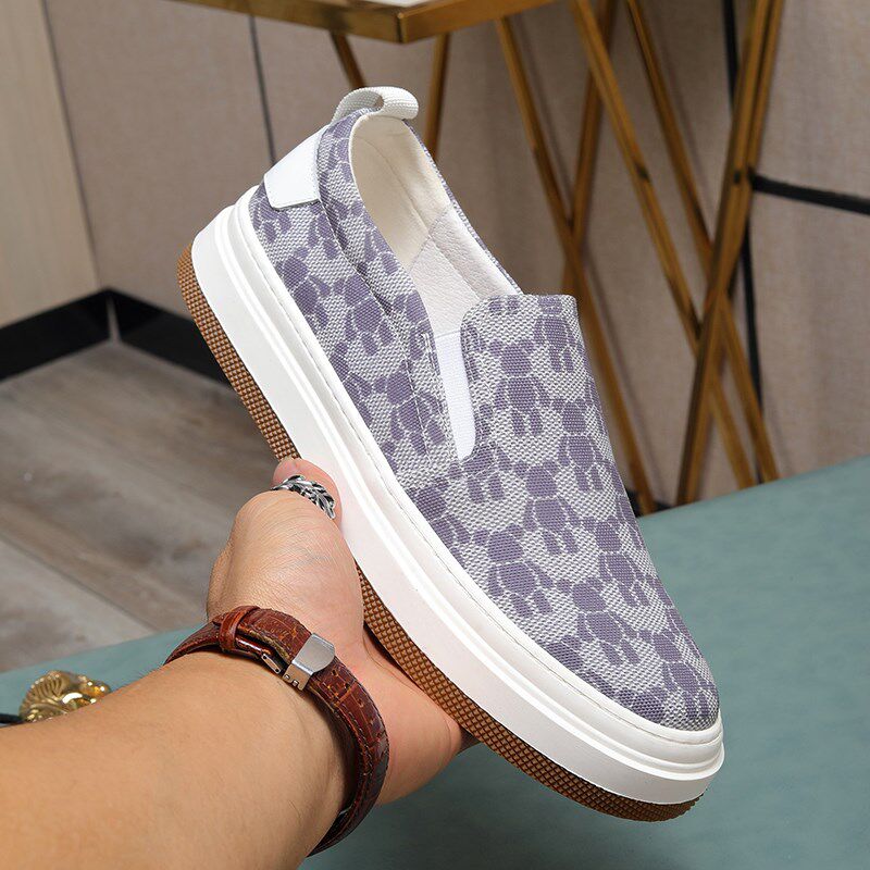 夏季透气鞋子男帆布鞋一脚u蹬低帮懒人鞋休闲套脚驾车鞋平底板鞋