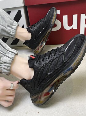 大码45黑色夏季男鞋46夏天47码防F臭夏款网鞋男48爆米花老爹鞋男