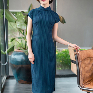 短袖 中长款 礼服连衣裙大气 复古风2024年新款 改良旗袍40到50岁夏季