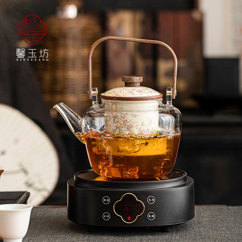 围炉煮茶玻璃提梁壶大容量x过滤煮茶壶电陶炉耐高温玻璃煮茶器