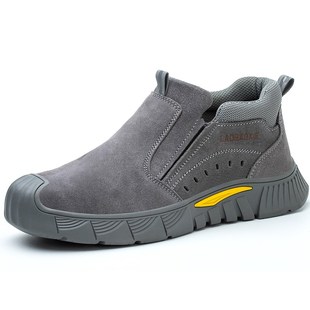 焊工鞋 夏季 钢包头防砸防刺穿轻便软底一脚蹬Z透气老保 男款 劳保鞋