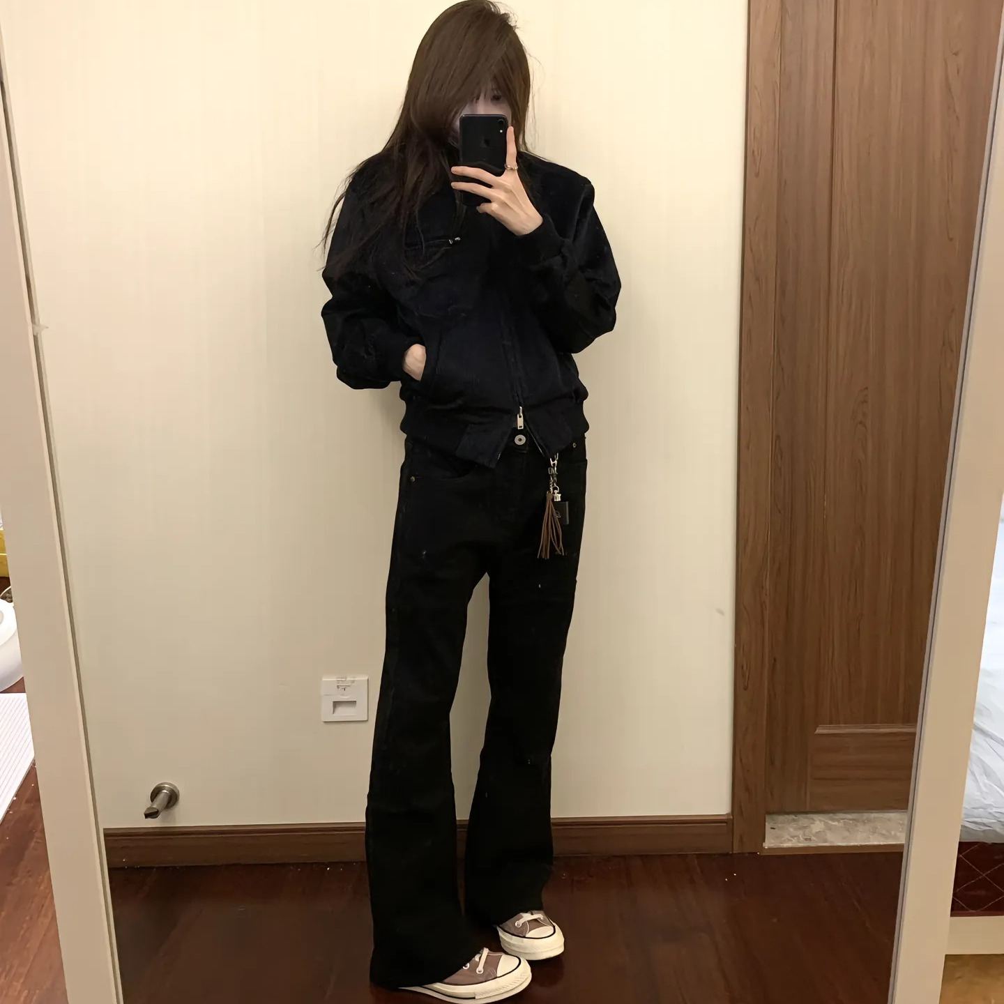 BROOK重工水洗黑牛直筒牛仔裤