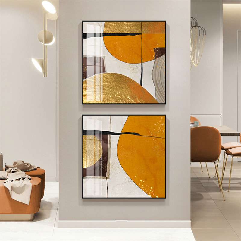 现代简约爱马仕橙色客厅装饰画抽象艺术家庭餐厅挂画轻奢大气壁画图片