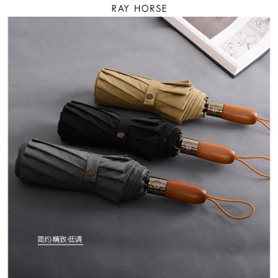 RAY HORSE 全自动折叠伞大号双人伞晴雨两用双层十骨雨伞定制logo