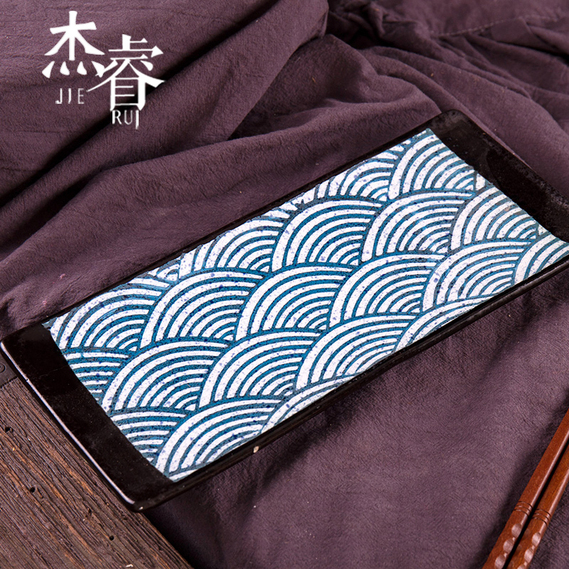 简约欧式陶瓷西餐盘长方平板盘寿司盘刺身盘蛋糕盘冷菜盘摆盘托盘