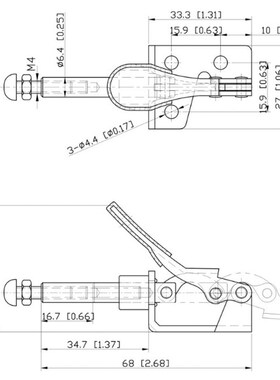 嘉刚推拉式快速夹具GH/CH-301AM/BM/AMSS夹钳肘夹紧器治具快夹