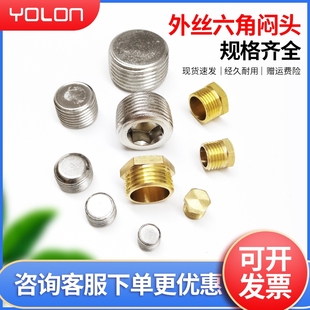 6分 内六角闷头外丝铜铁外六角堵头电磁阀汇流板堵塞配件1