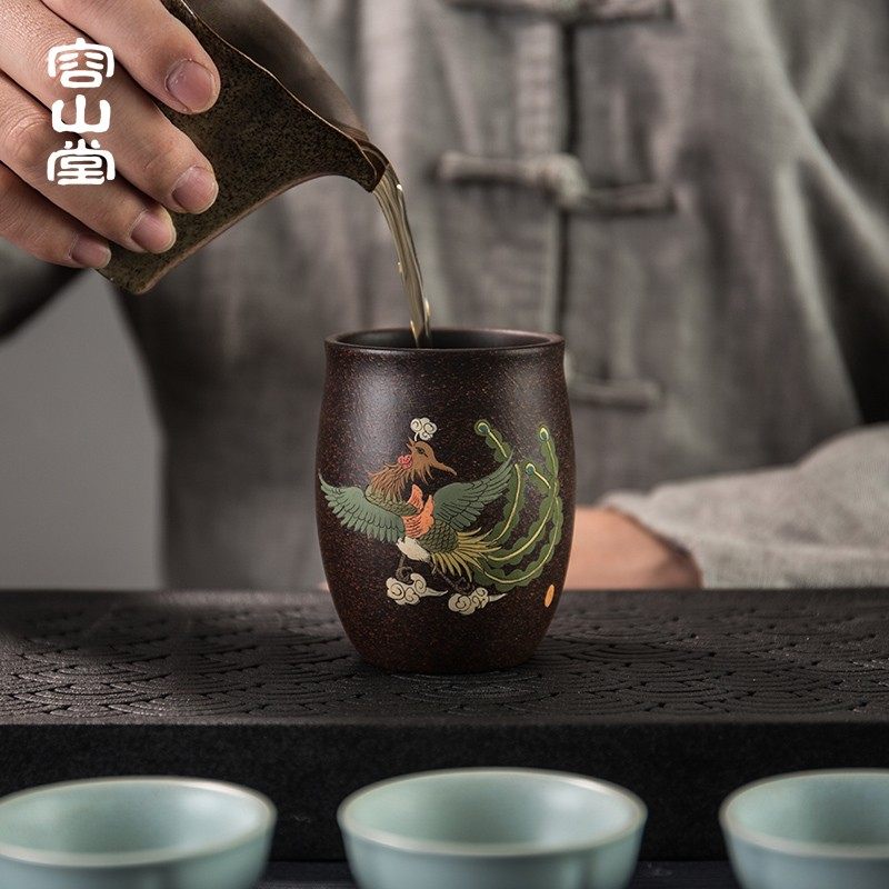 容山堂紫艺紫砂品茗杯大号主w人杯单杯个人盏彩绘茶杯结婚礼品茶