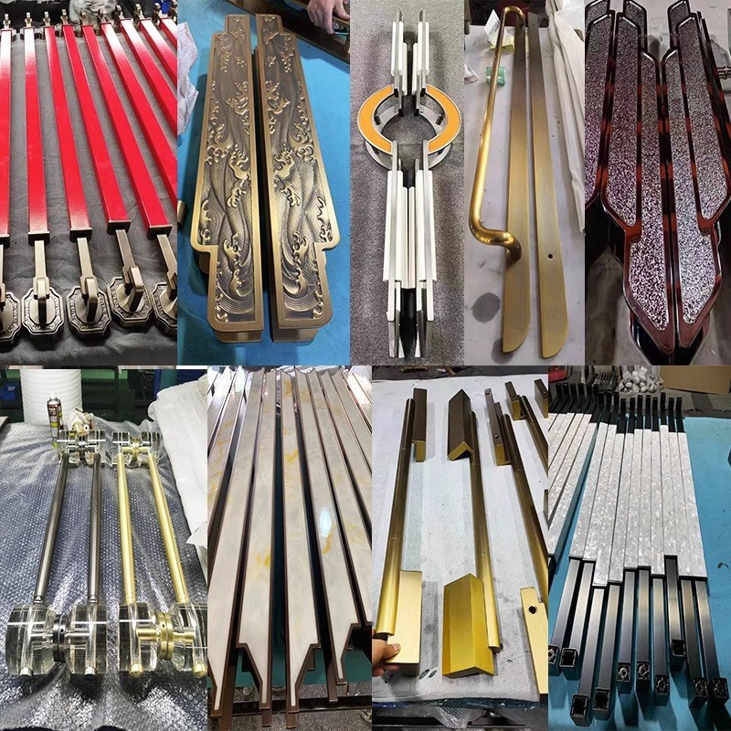 定制酒店不锈钢玻璃门拉手实y木门扶手双开门新中式仿古铜大门把