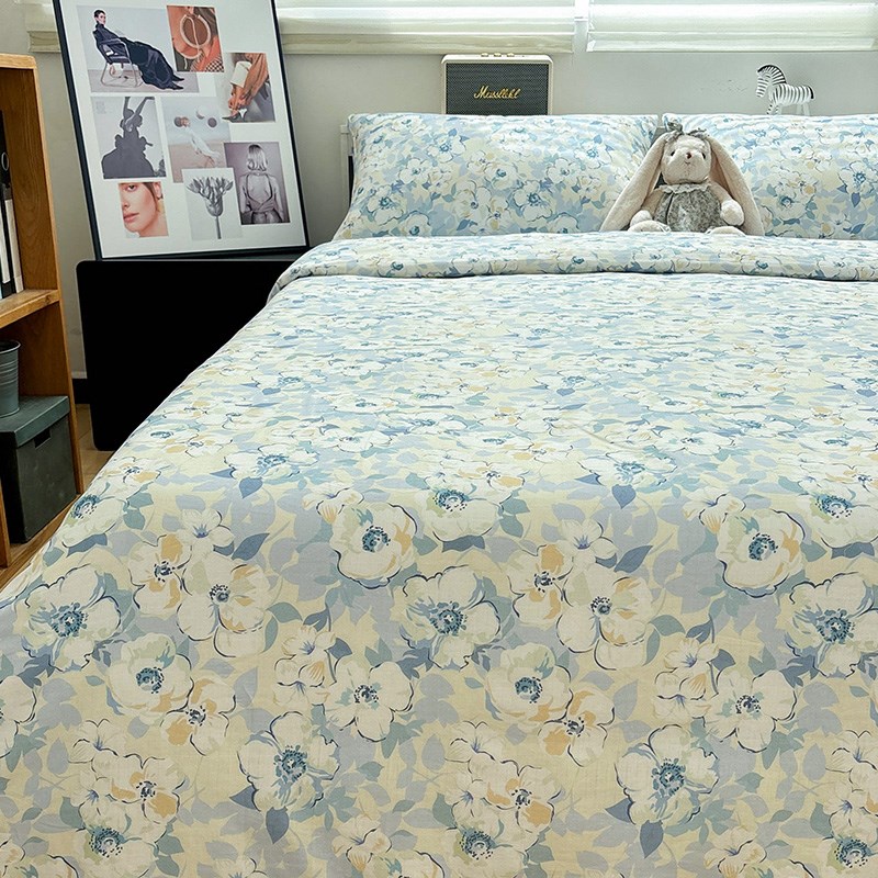 A类母婴级双层纱春意全棉床单三件套1.5m1.R8米床上用品四件套