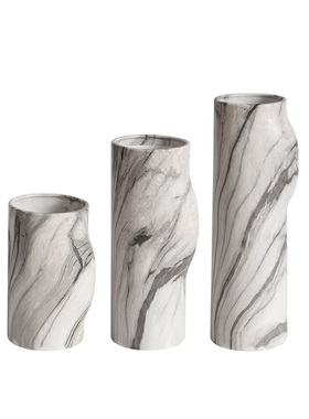 现代简约灰白大理石纹陶瓷插花器花瓶摆件样板间酒店Y客厅餐桌装