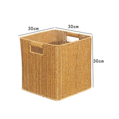 塑料藤编橱柜收纳筐 衣帽间柜子储物筐 电视柜格子篮整理篮正方形