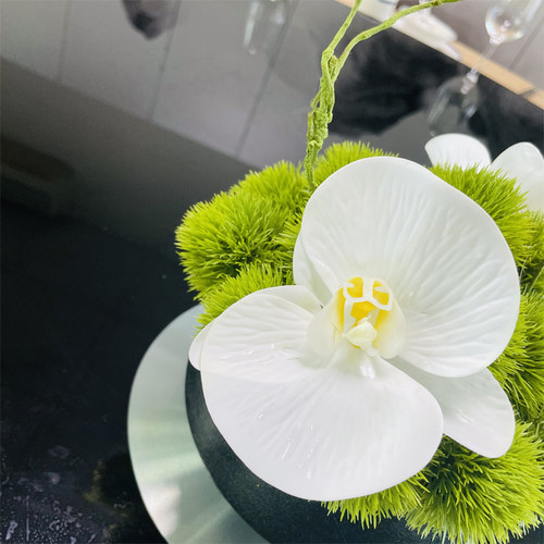 酒店餐桌摆花圆桌m转盘装饰花现代简约家居客厅餐厅摆件假花绢花