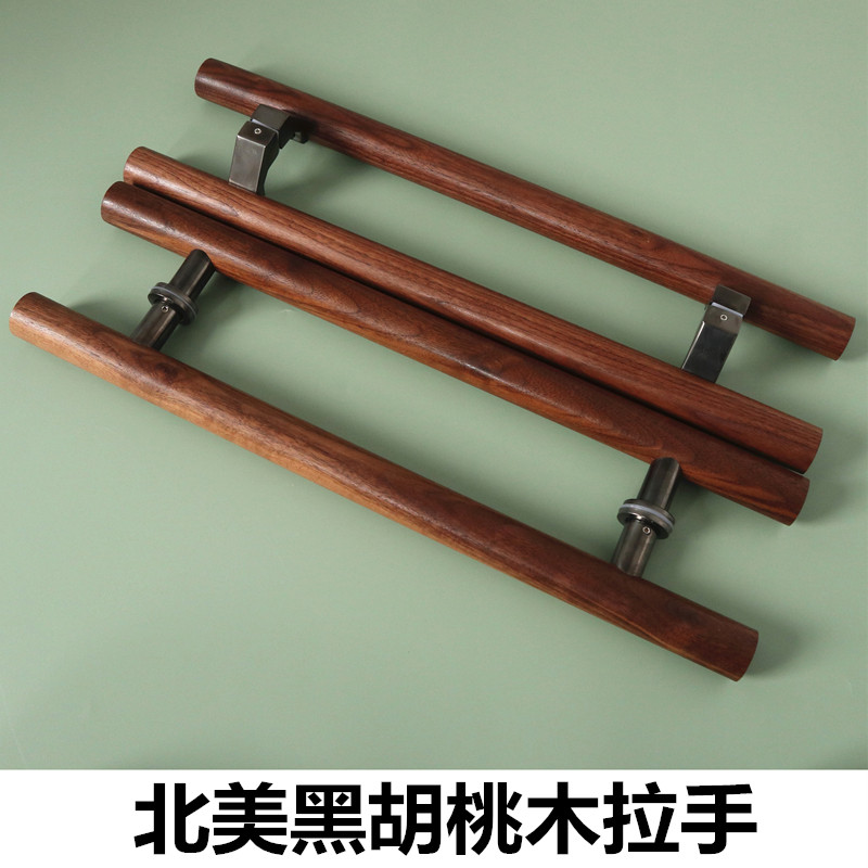 黑胡桃玻璃门拉手实木现代v新中式地弹簧门木门店面大门拉手木质图片
